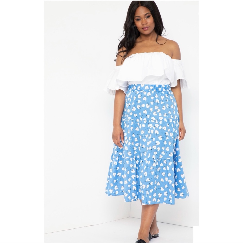 Eloquii tiered maxi skirt 16 blue